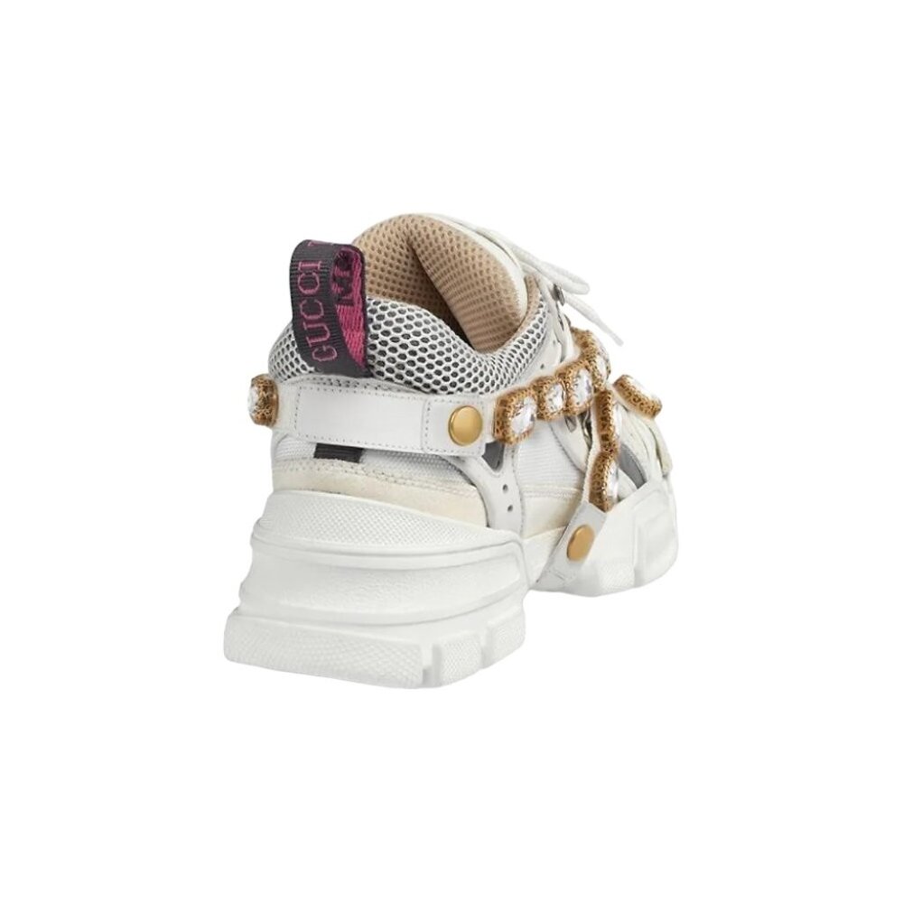 NIB Gucci xSega Mesh Calfskin Suede Removable Crystals Women Flashtrek Sneakers - Picture 6 of 9